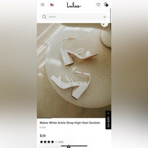 White ankle strap high heel sandals